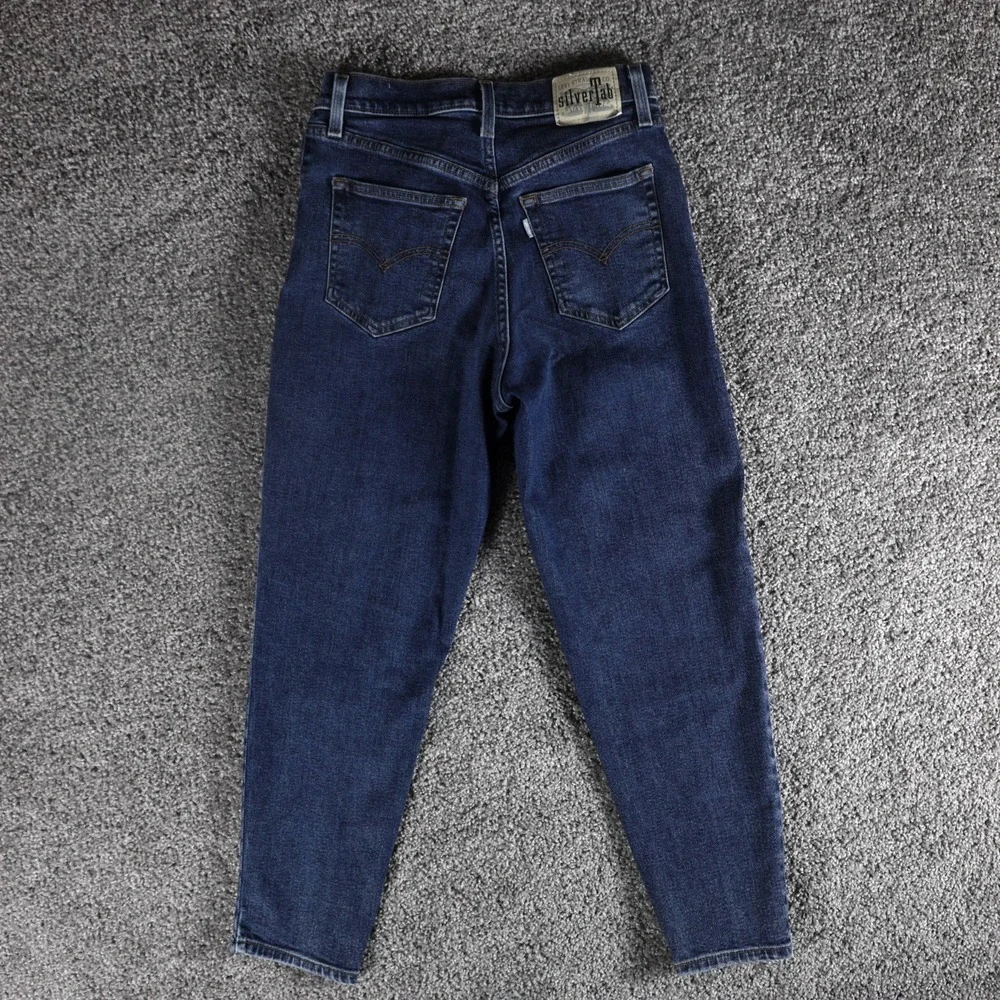 Levi's SilverTab Mom Jeans Women's 28x27 Dark Wash High Rise Tapered Denim